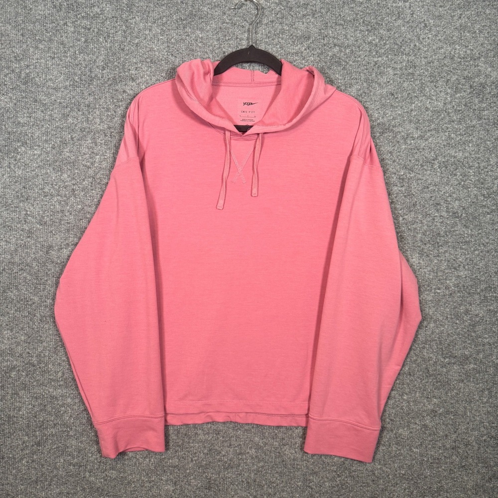 Nike Hoodie Womens Small Pink Yoga Dri-FIT Oversized Pullover Sweatshirt Stretch